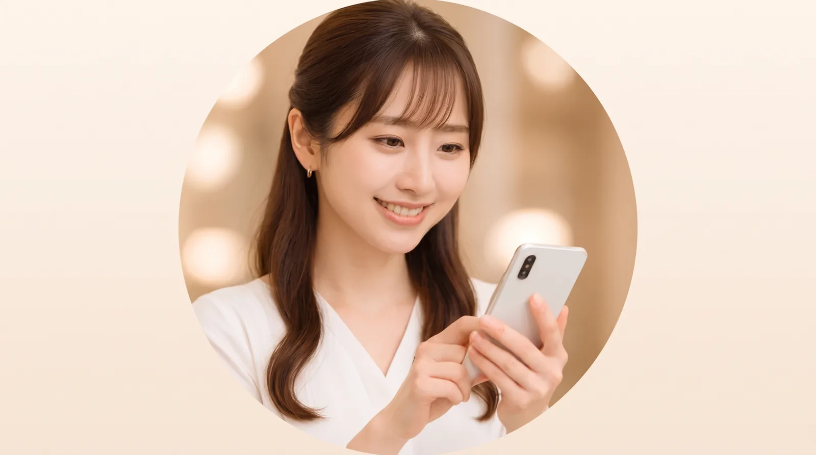 スマートフォンでLINE相談をする女性