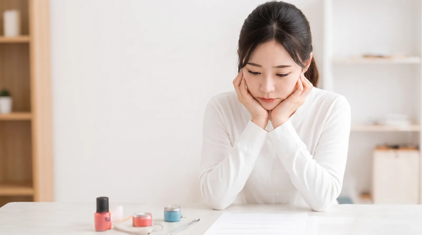 検定の結果に落ち込む女性